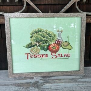 Tossed Salad Framed Vintage Cross-Stitch Art